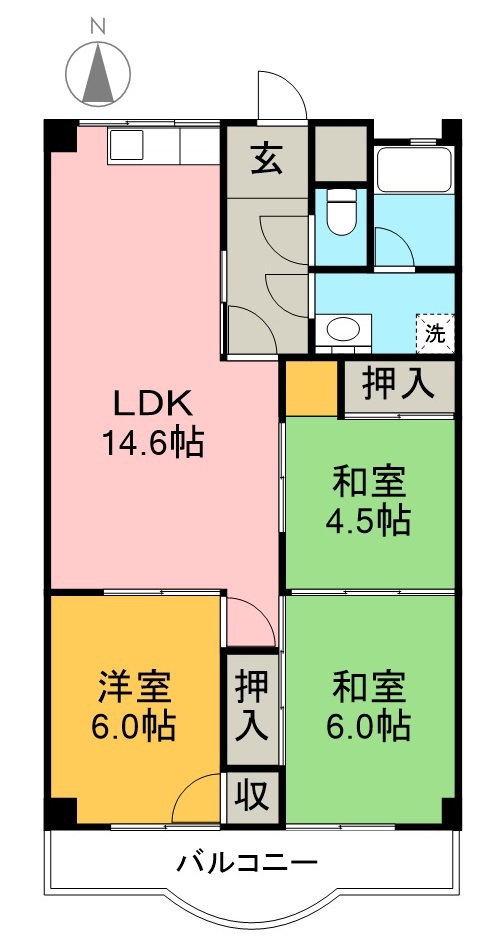 鹿児ハイツ 403号室 間取り