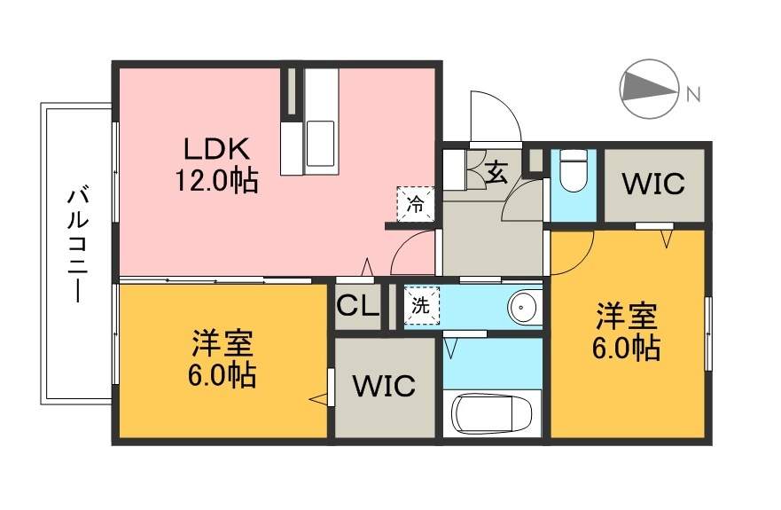 コモド伊勢崎Ⅱ 203号室 間取り