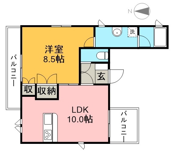 リバーサイド唐人 302号室 間取り