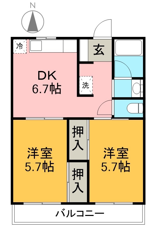 ＤＥＮＤＥＮ　Ｎａｋａｍａｍａ 101号室 間取り