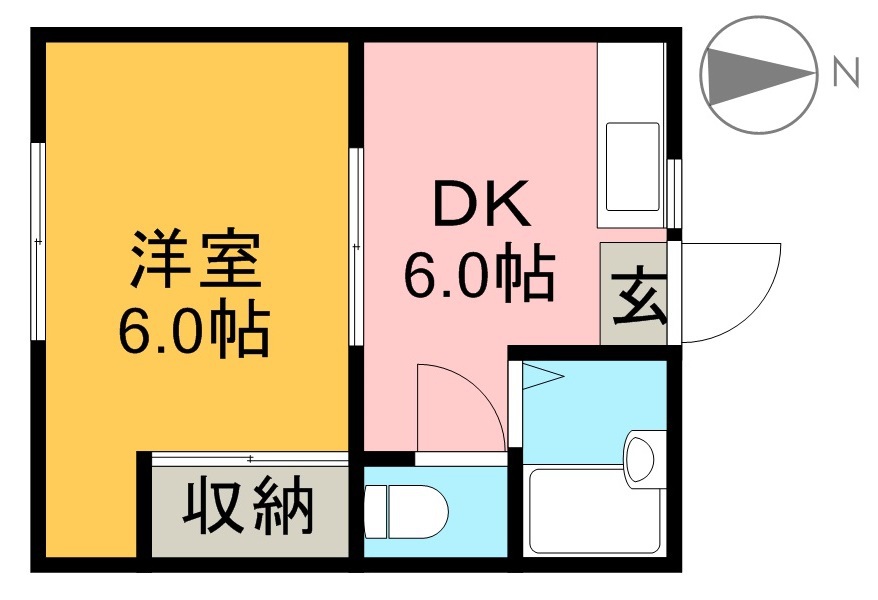 ハイツ　サン・エイト（５・６・７号） 106号室 間取り