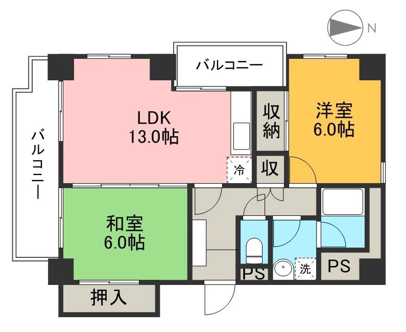 響水館 405号室 間取り