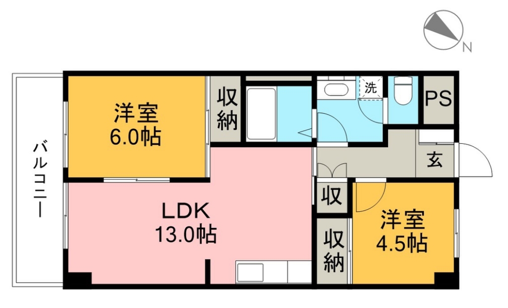 汐江ハイツ 405号室 間取り