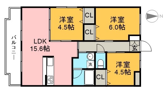 ガーデンハイツ永野Ⅲ　Ａ棟 107号室 間取り