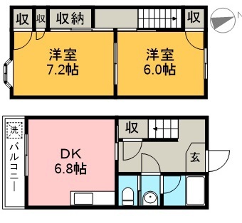 コスモハイツ高須２Ｃ 405号室 間取り