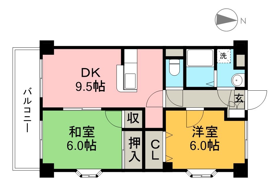 パインコート札場 301号室 間取り