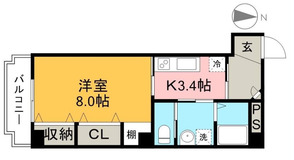 クオリア上街　鷹城館 1301号室 間取り