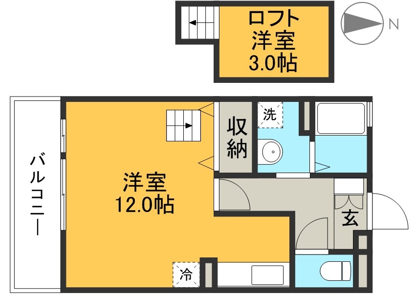 イレブンハウス 201号室 間取り