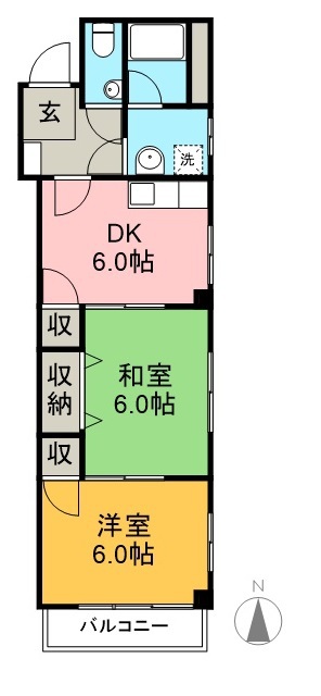 サンハイツ鏡川 201号室 間取り