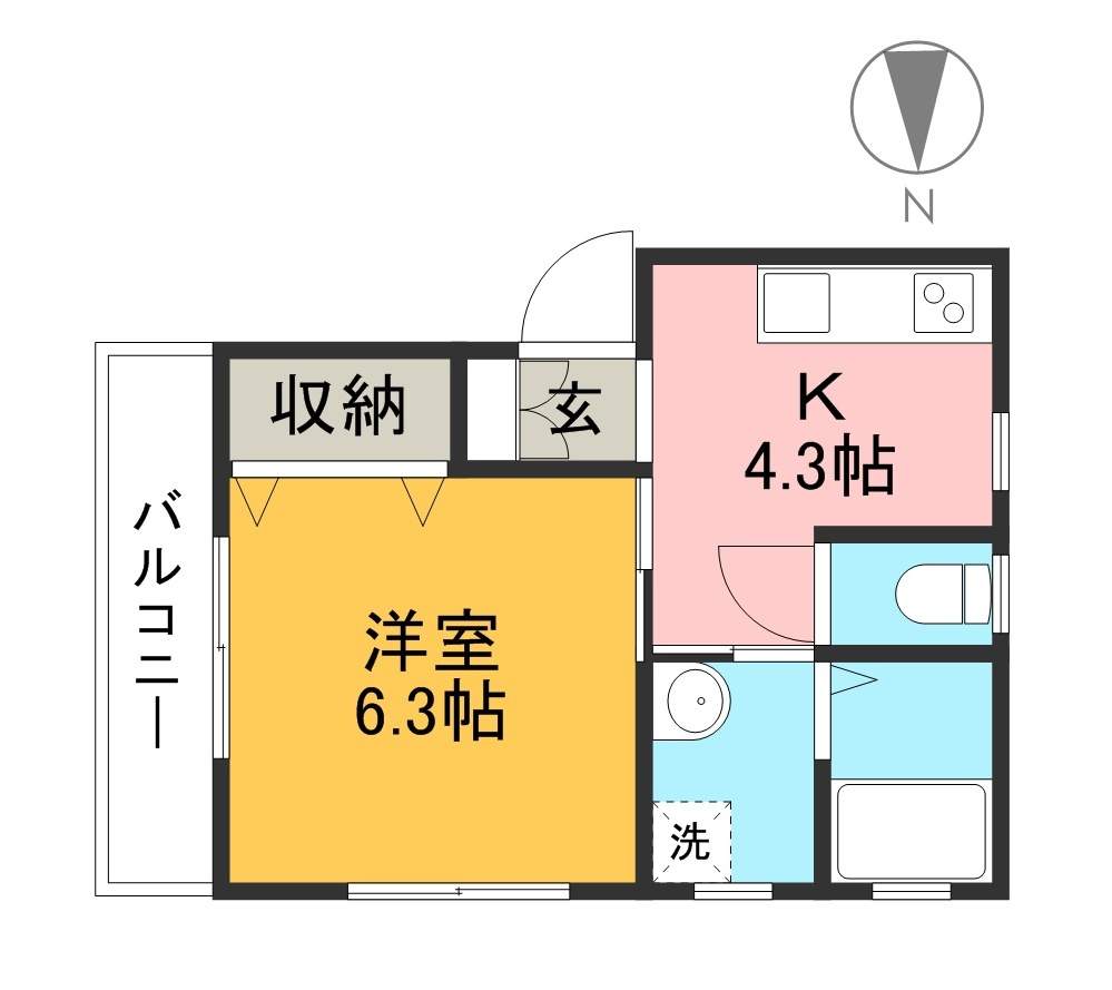 ヴィレッジ曙 202号室 間取り