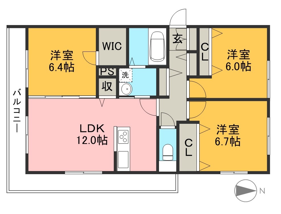 シャーメゾン初月Ⅱ　Ｂ棟 308号室 間取り