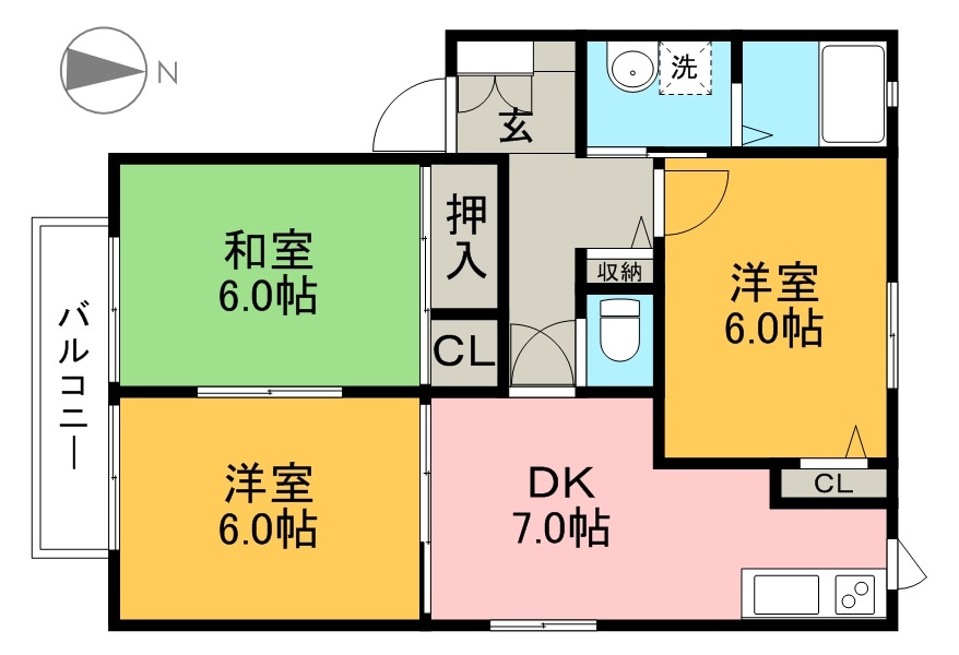 ハイツフォーシーズン　Ｂ棟 202号室 間取り