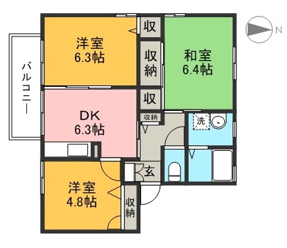 ハイツ花衣 202号室 間取り