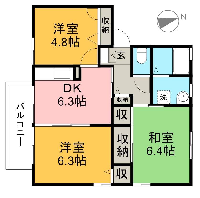 ハイツ花衣 201号室 間取り