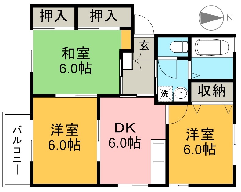 ハイツ大柳　Ｅ棟 202号室 間取り