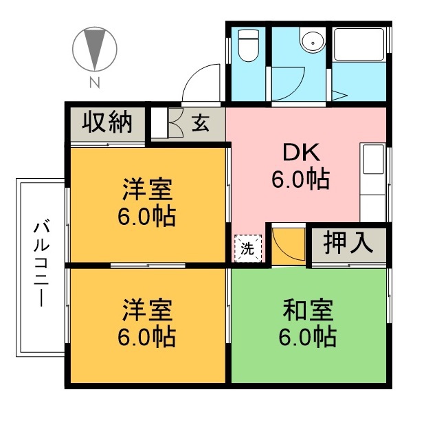 セジュールかもべ 202号室 間取り