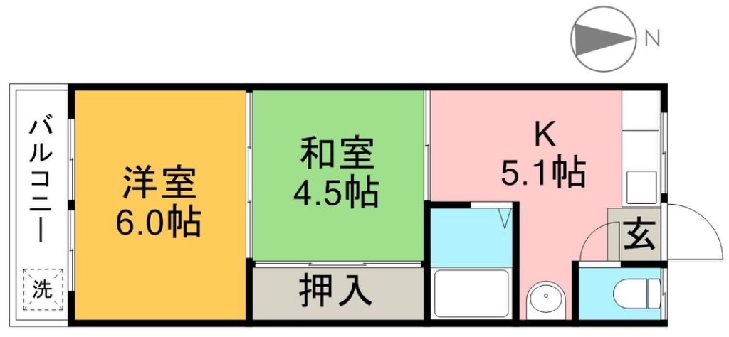 加志崎ハイツ　南棟 307号室 間取り