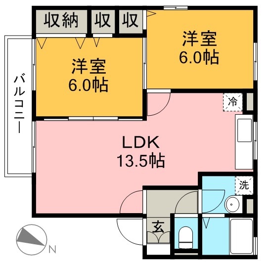 ドルフ東久万 205号室 間取り