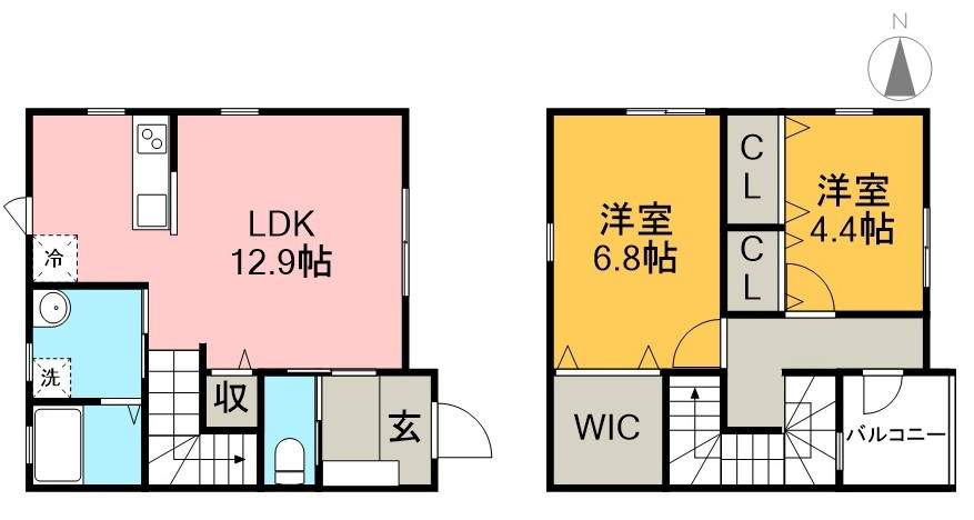 エスグラント三園町 北号室 間取り