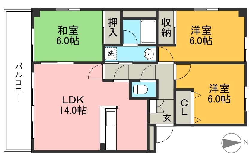 北村マンションⅠ 302号室 間取り