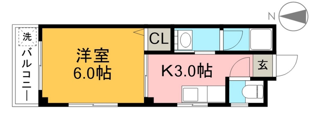 第２登勢 4階西号室 間取り