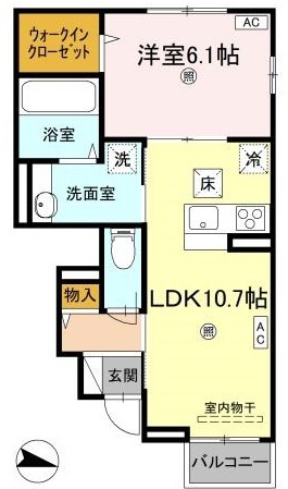 アスフォート 102号室 間取り