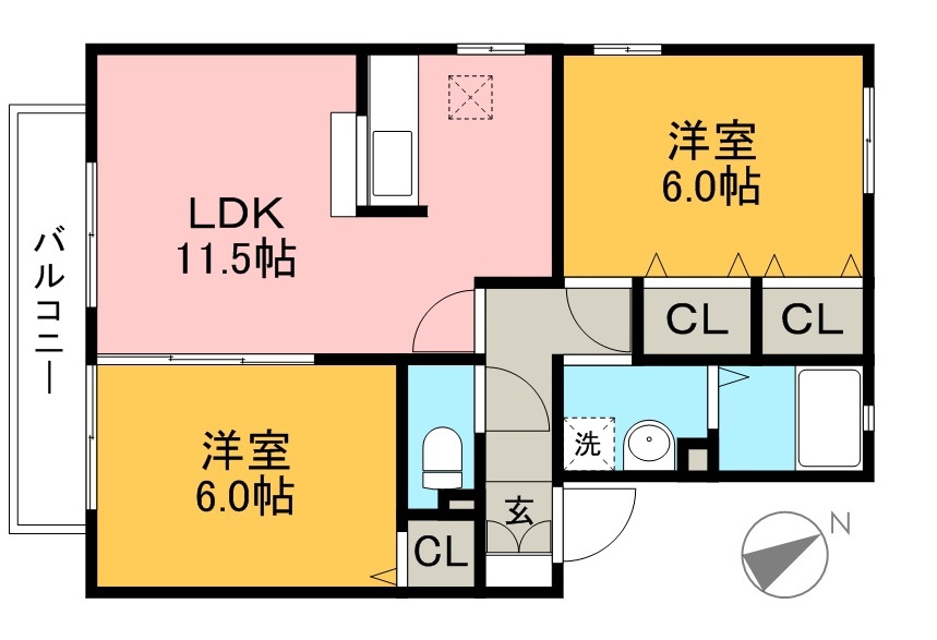 ウエスト孕 105号室 間取り