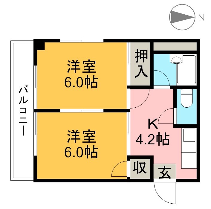 サンフラット 401号室 間取り