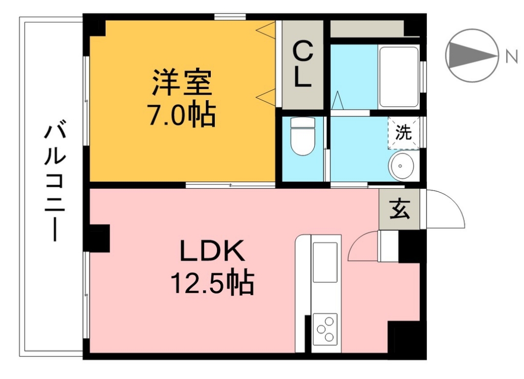 ヴュー鏡川 202号室 間取り
