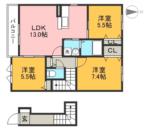 シャーメゾン　ローズ　Ａ棟 間取り図