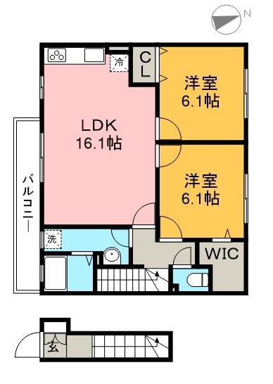 セジュールセントレ 203号室 間取り