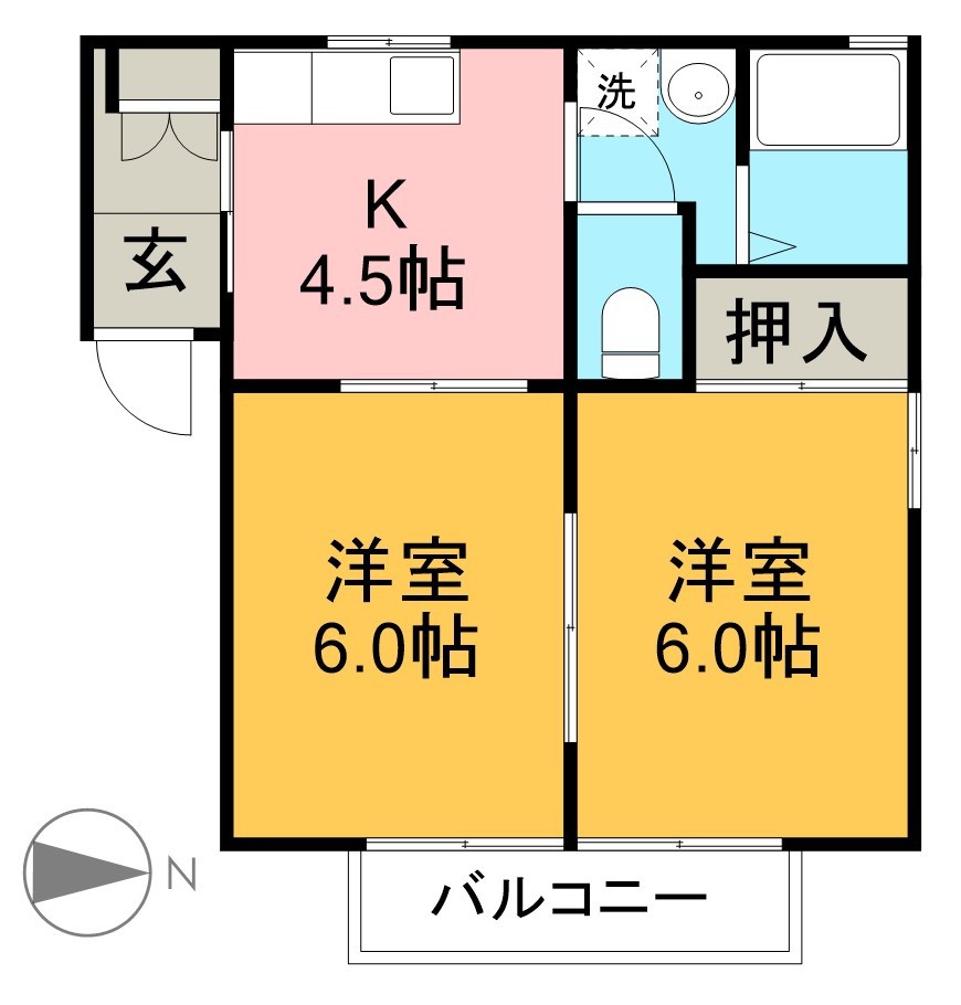 フレグランスたかみ 202号室 間取り