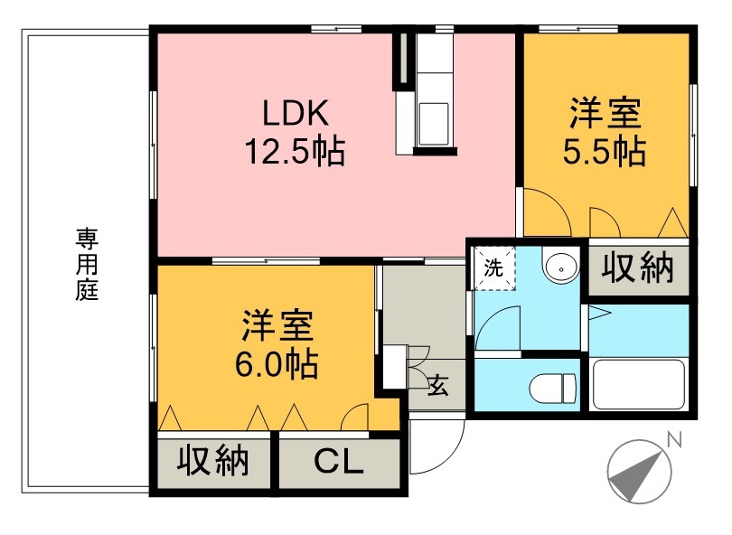 ハイツ菖　Ａ棟 101号室 間取り