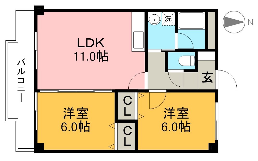 ベルジュ西久万Ⅱ 102号室 間取り