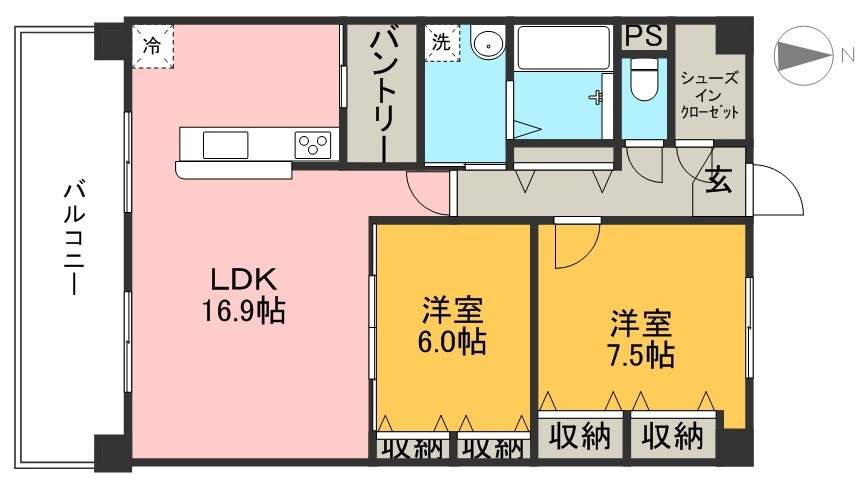 パストラーレ札場 405号室 間取り