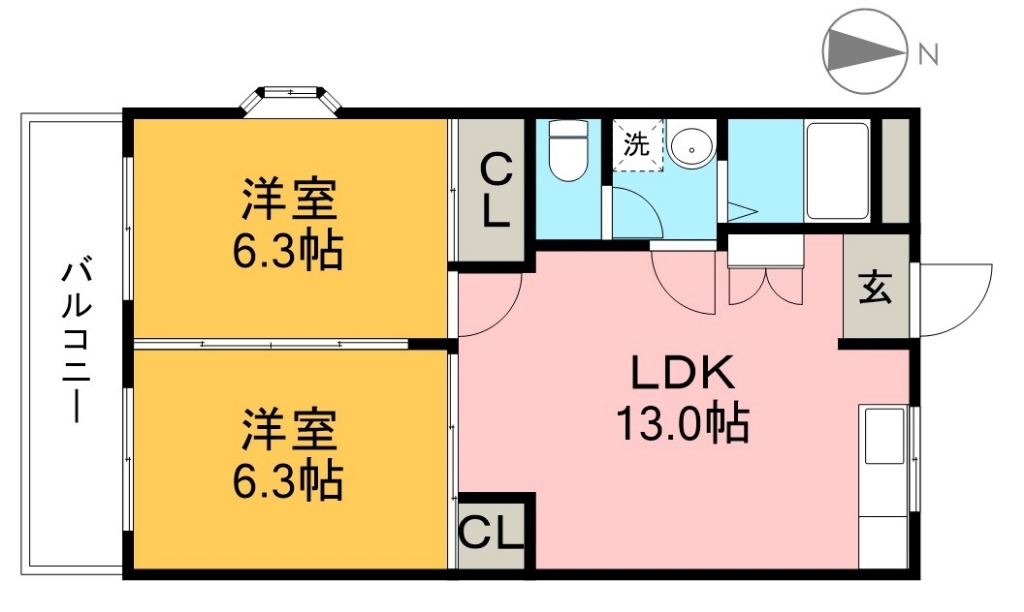 ガーデンハイツ永野Ⅲ　Ｂ棟 間取り図