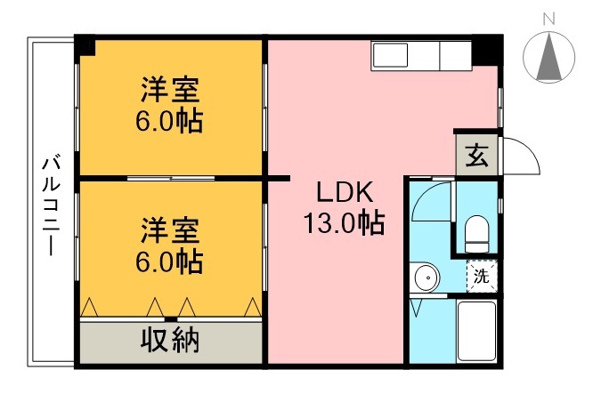 パレスヒル 306号室 間取り