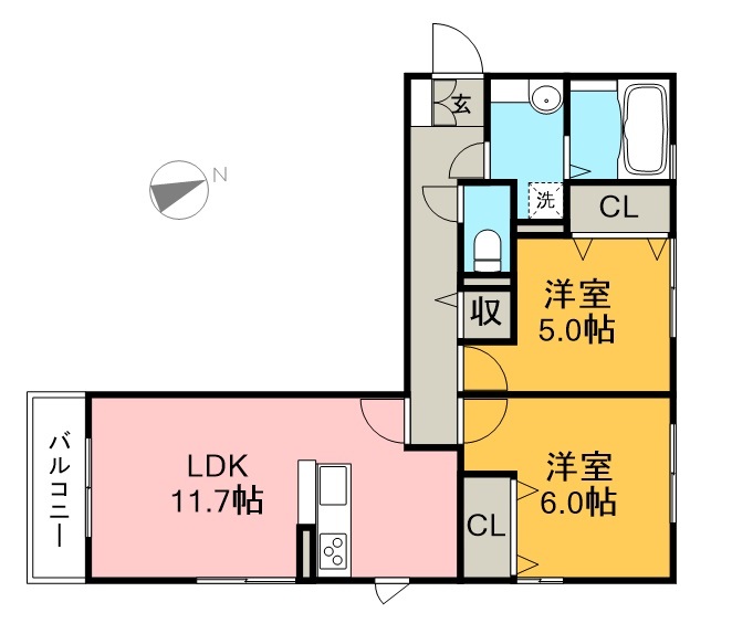 アルカディア 201号室 間取り