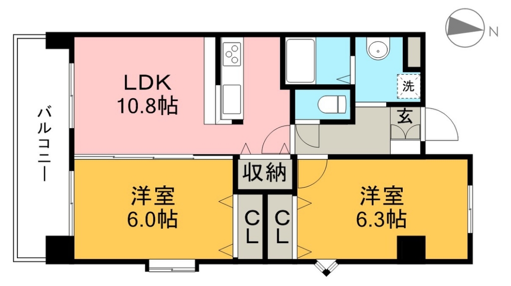 鏡川クレセントパーク 101号室 間取り