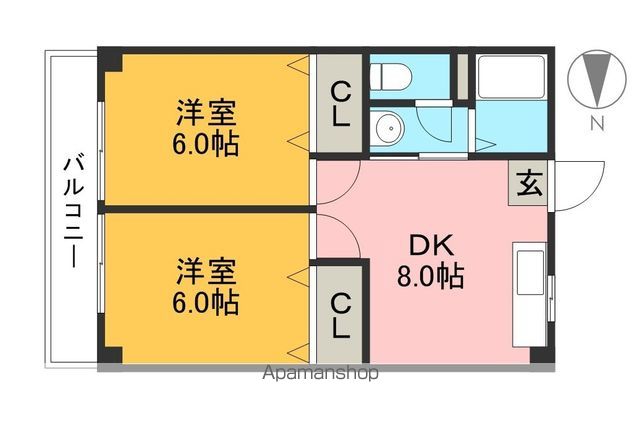 竹之内マンションⅠ 302号室 間取り