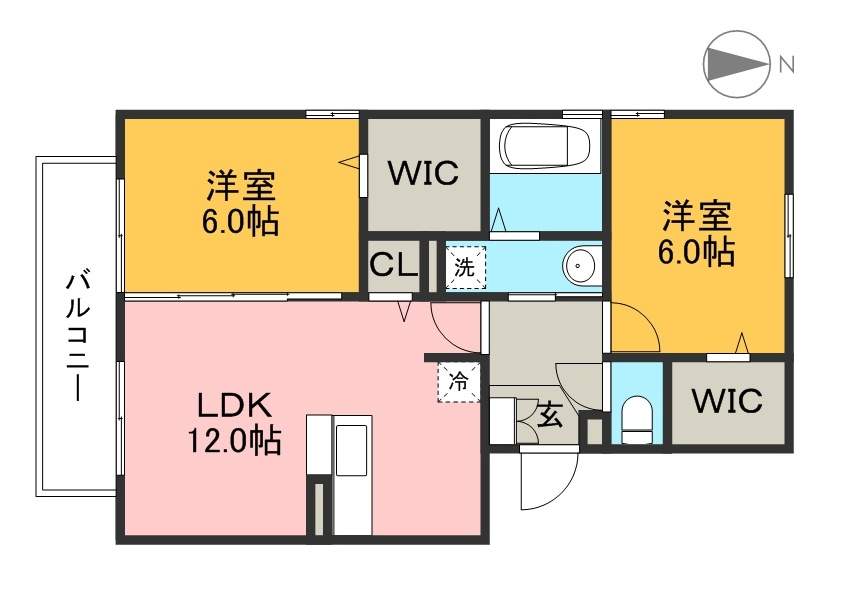 コモド伊勢崎Ⅱ 105号室 間取り