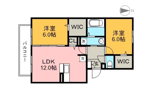 コモド伊勢崎Ⅱ 202号室 間取り