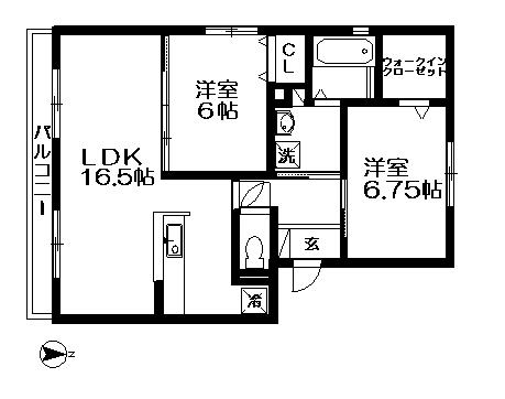 グランディオ　Ｂ棟 302号室 間取り