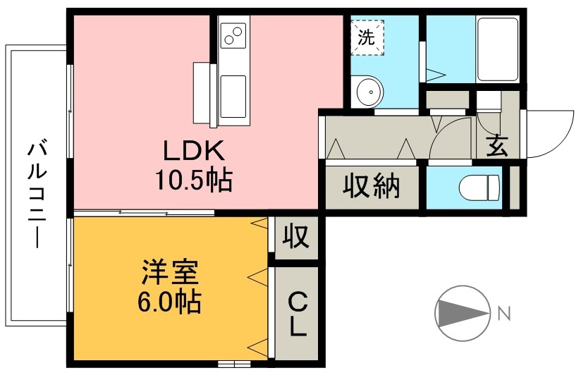 リヴェール北御座　Ａ棟 101号室 間取り