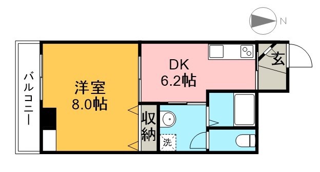 クオリア上街　鷹城館 1302号室 間取り