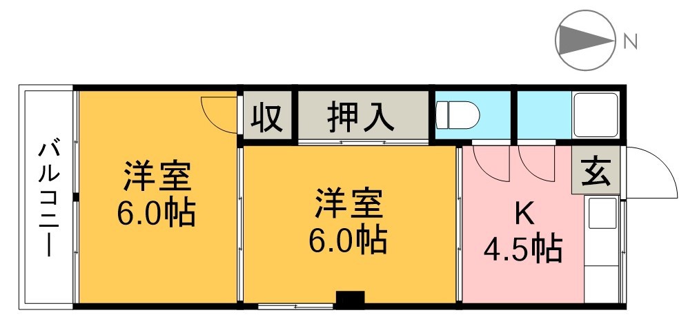 光コーポ 203号室 間取り