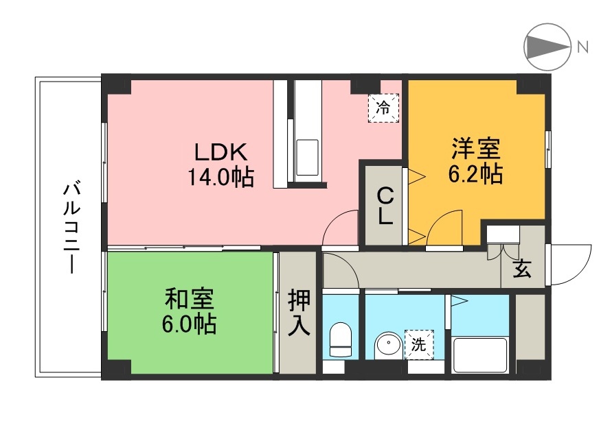 フィネス南川添 403号室 間取り