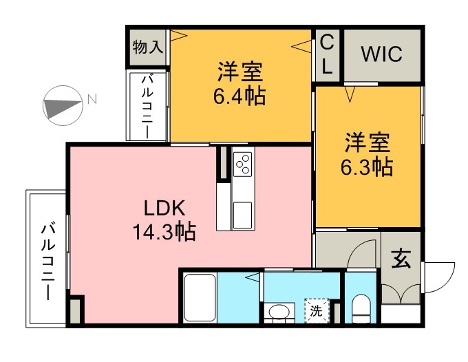 ベレオ弓張月 206号室 間取り
