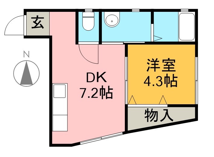 カーサブライト西秦泉寺 103号室 間取り