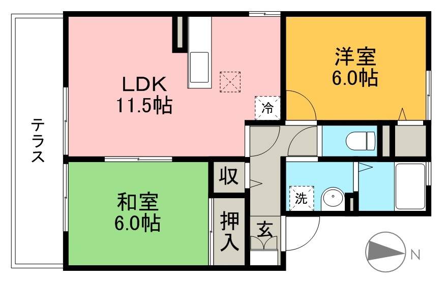 シャンポール　Ⅱ 103号室 間取り
